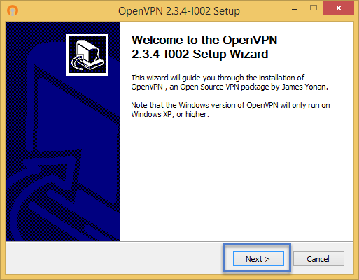 ขั้นตอนการติดตั้งโปรแกรม OpenVPN Installer ขั้นตอนที่ 2
