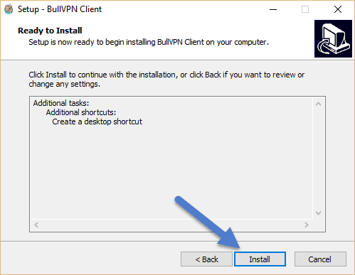 ขั้นตอนการติดตั้งโปรแกรม BullVPN Client ขั้นตอนที่ 3