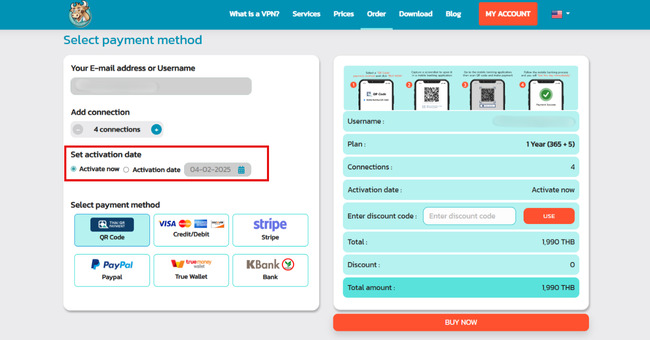 Set Activation Date BullVPN