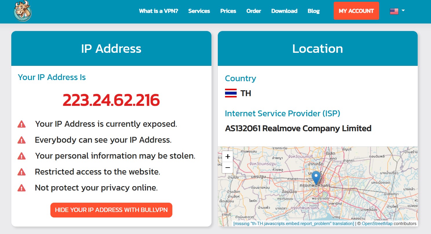 Check IP Address with BullVPN 