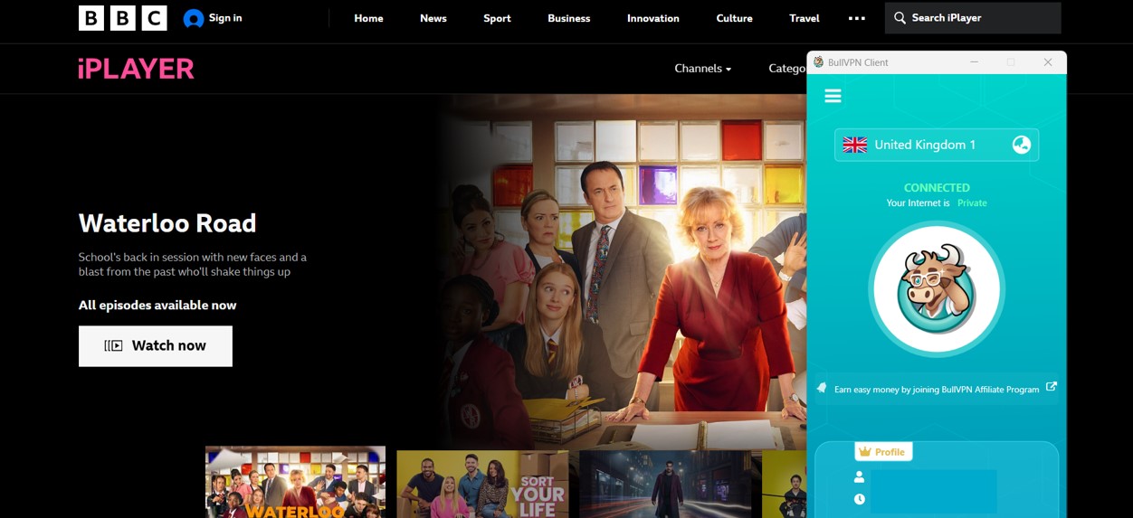 ๊Unblock BBC iPlayer with BullVPN 